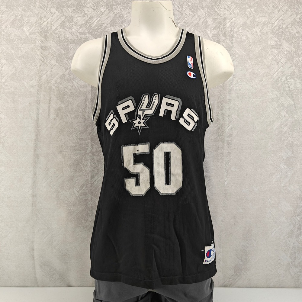 Vintage David Robinson Jersey Men L 44 Black Champion San Antonio Spurs Made USA